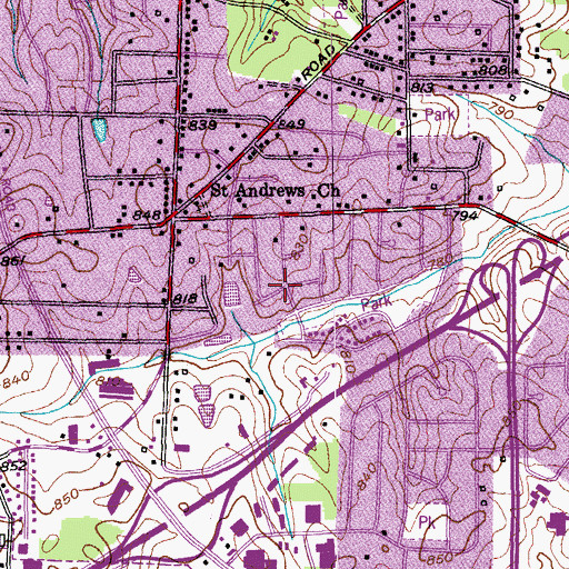 Topographic Map of Green Tree, NC