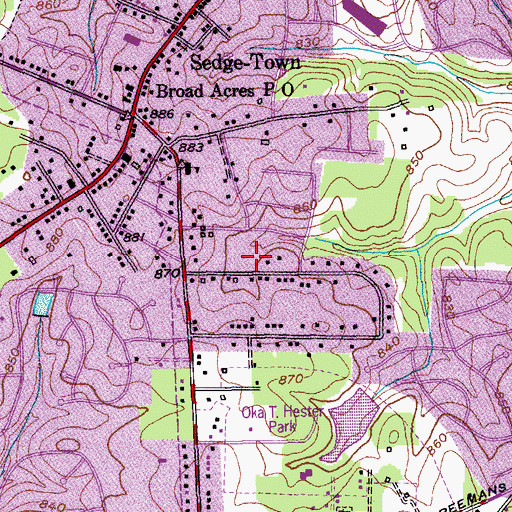 Topographic Map of Meadowood Homes, NC