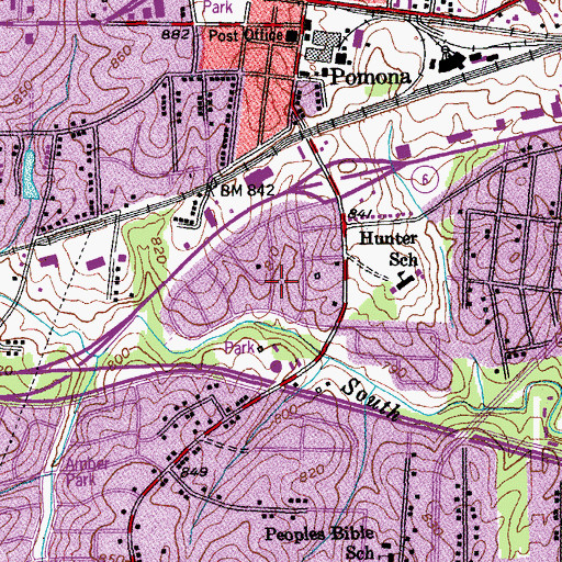 Topographic Map of Hunter Hills, NC