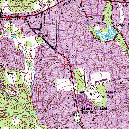 Topographic Map of Hamilton Hills, NC