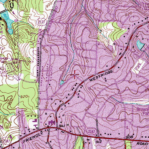 Topographic Map of Carriage Hills, NC