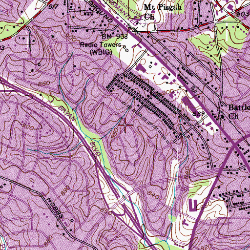Topographic Map of Garden Homes, NC