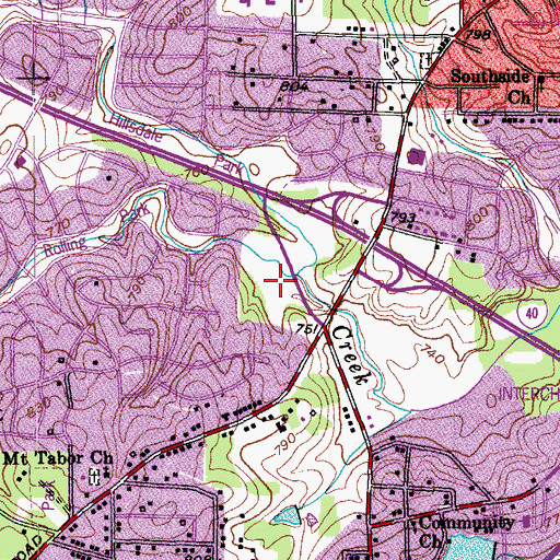 Topographic Map of Lawndale Homes, NC