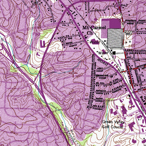 Topographic Map of Guilford Hills, NC