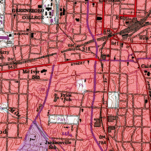 Topographic Map of Warnersville, NC