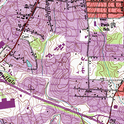 Topographic Map of Hillsdale Park, NC