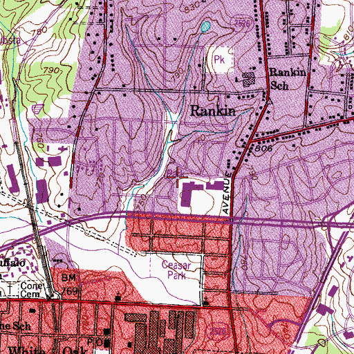 Topographic Map of O Henry Oaks, NC