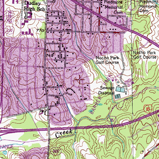 Topographic Map of Lincoln Heights, NC