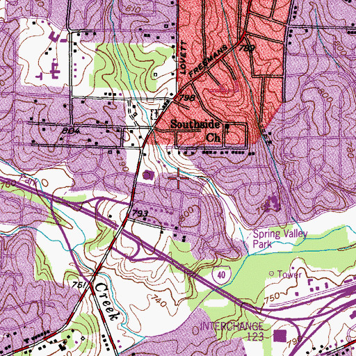 Topographic Map of Spring Valley, NC