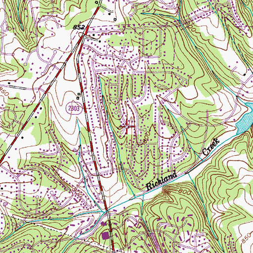 Topographic Map of North Hills, NC