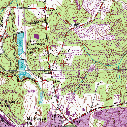 Topographic Map of Country Park Acres, NC