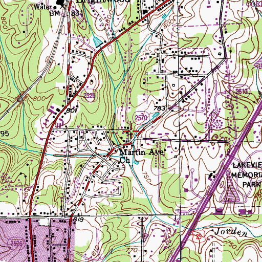 Topographic Map of Summit Hills, NC