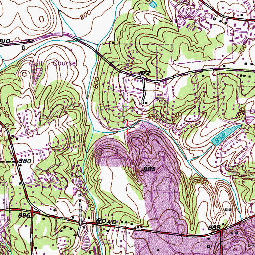 Topographic Map of Quaker Acres, NC