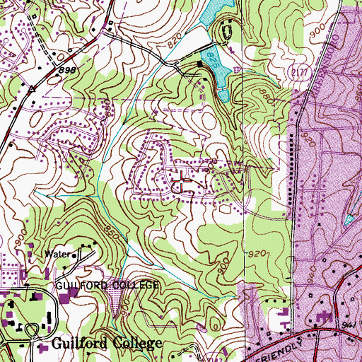 Topographic Map of Jefferson Gardens, NC