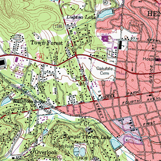 Topographic Map of Glenn Brook, NC