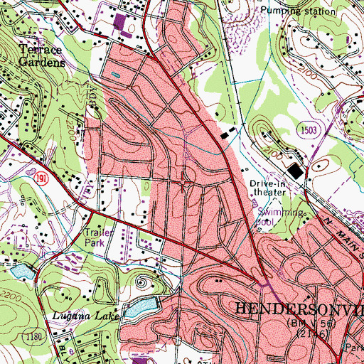 Topographic Map of Druid Hills, NC