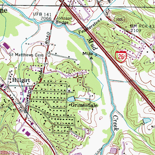 Topographic Map of Hickory Hill, NC