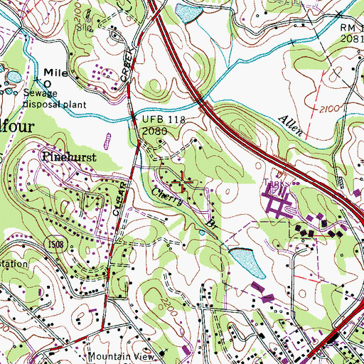 Topographic Map of Country Acres, NC