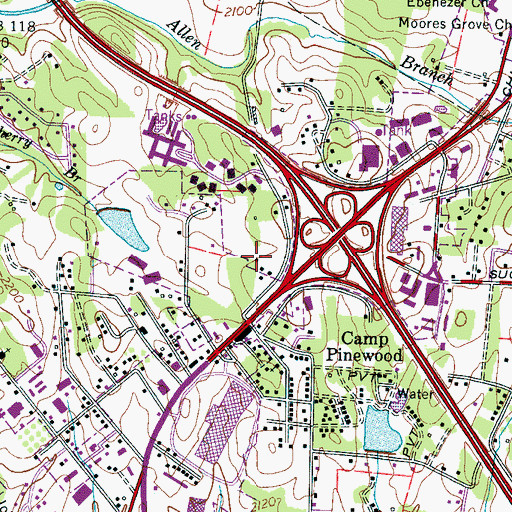 Topographic Map of Carolina Village, NC
