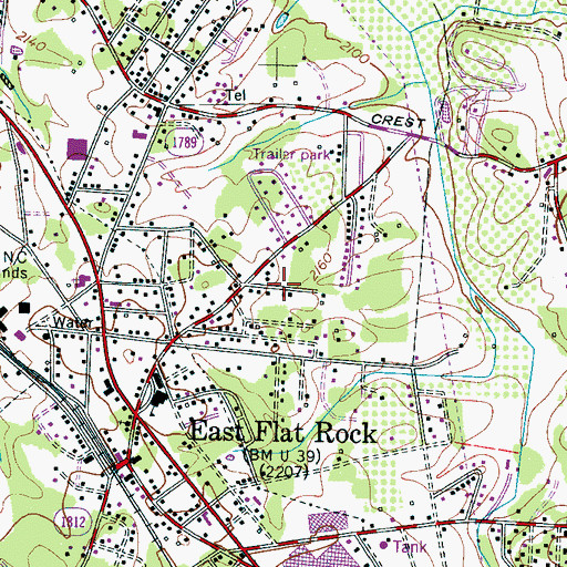Topographic Map of Ridgeview Estates, NC