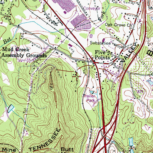 Topographic Map of Butt Mountain, NC