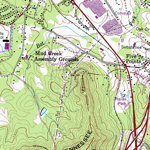 Topographic Map of Cinnimon Woods, NC