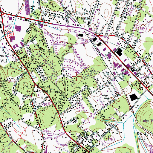 Topographic Map of Brookland Manor, NC