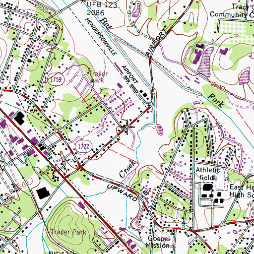 Topographic Map of The Meadows, NC