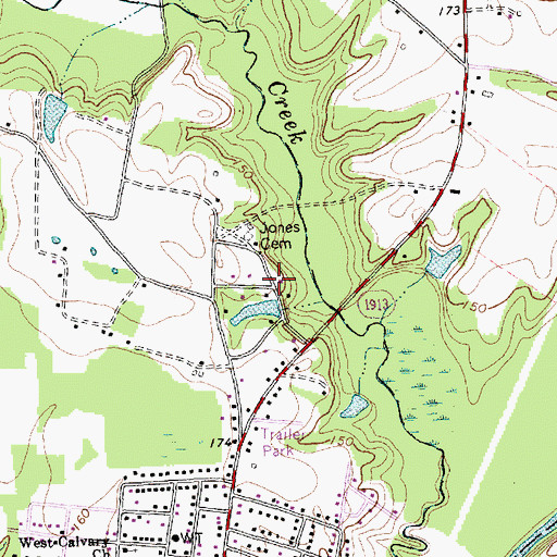 Topographic Map of Laurelwood Hills, NC