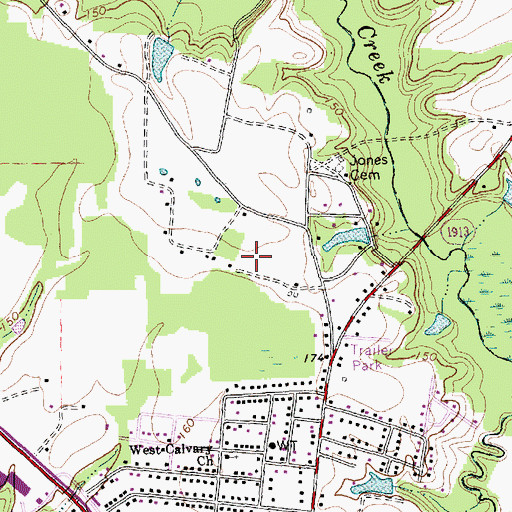 Topographic Map of Old Farm Acres, NC