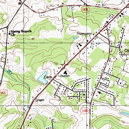 Topographic Map of Fairfax Heights, NC