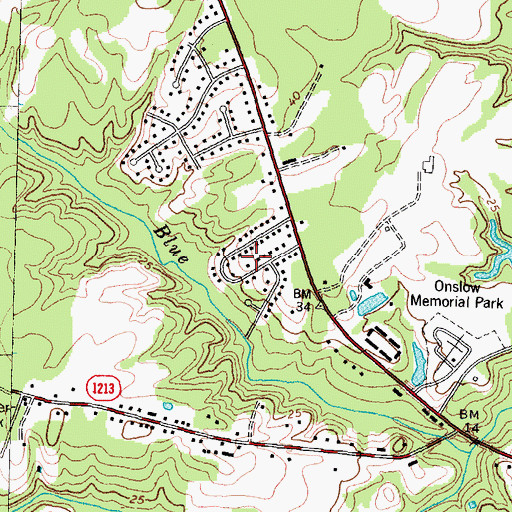 Topographic Map of Greencrest, NC