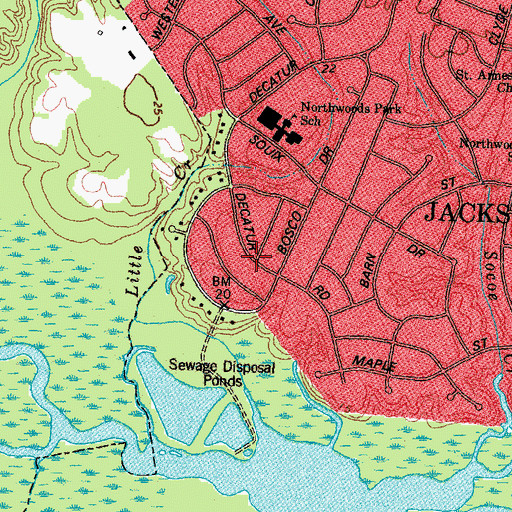 Topographic Map of Brookview Estates, NC