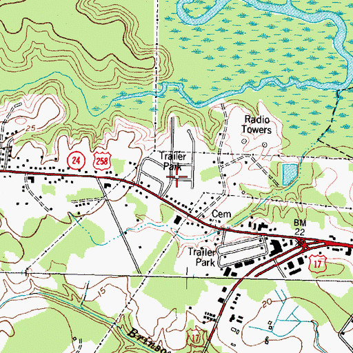Topographic Map of Hickory Hills West Trailer Park, NC