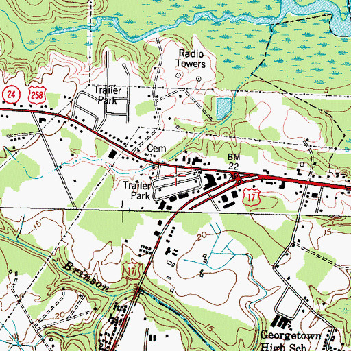 Topographic Map of Triangle Trailer Park, NC