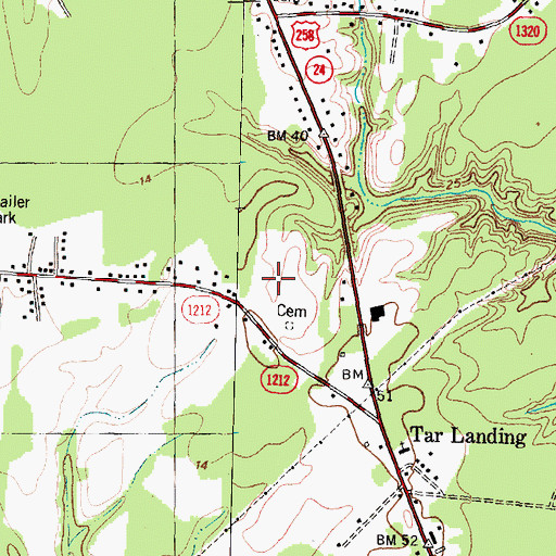 Topographic Map of Hillcrest Mobile Home Subdivision, NC