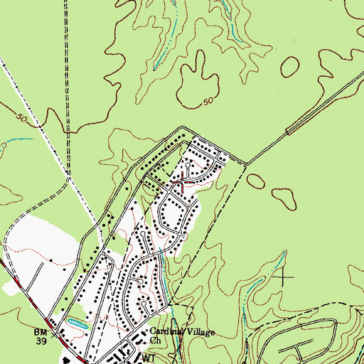 Topographic Map of Cardinal Village, NC