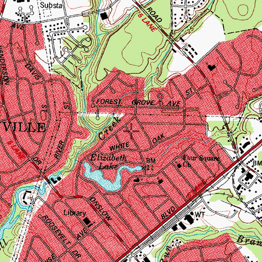 Topographic Map of Acorn Forest, NC