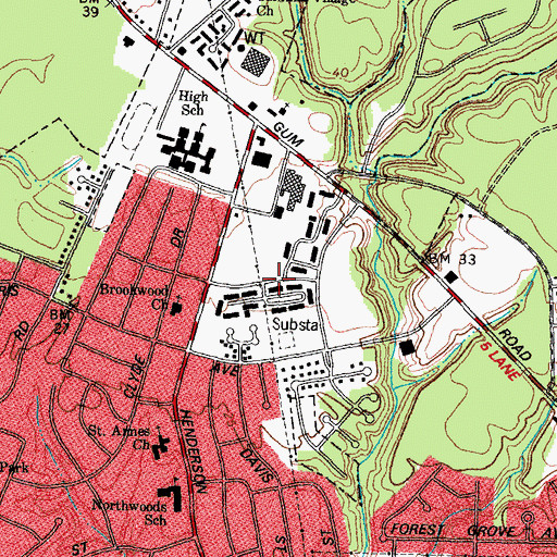 Topographic Map of Onslow Gardens, NC