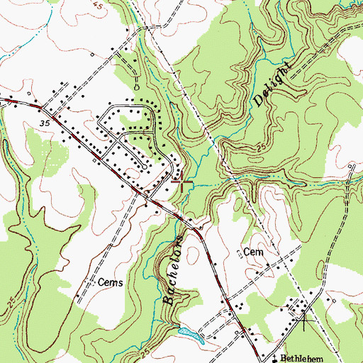 Topographic Map of Mill Pond Village, NC