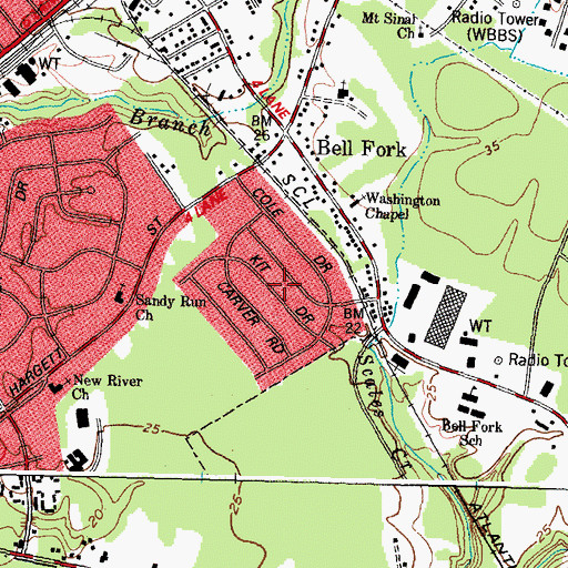 Topographic Map of Bell Fork Homes, NC