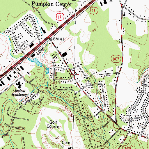 Topographic Map of Pine Hill, NC