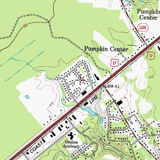 Topographic Map of Sunset Acres, NC