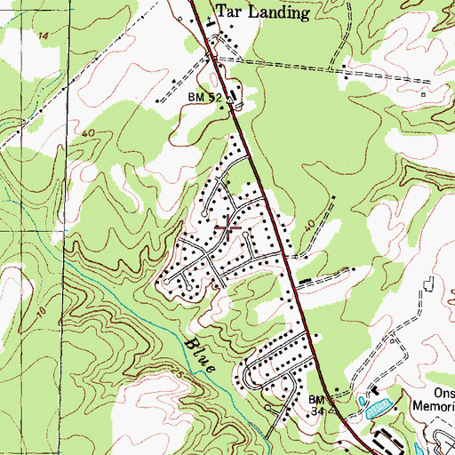 Topographic Map of Pine Forest Acres, NC