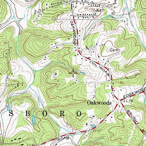 Topographic Map of Country Club Hills, NC