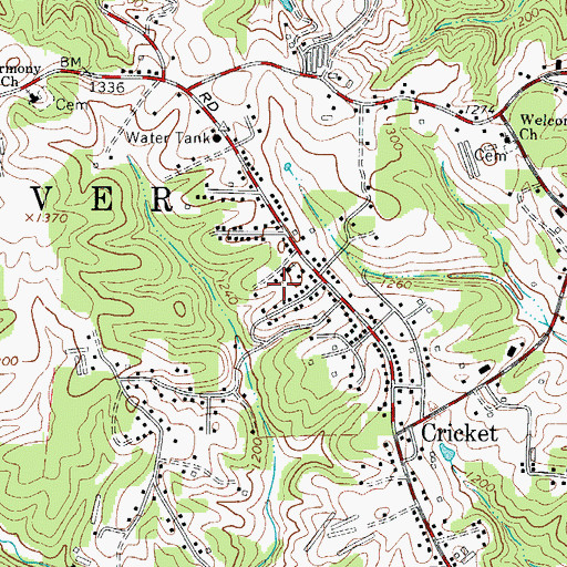 Topographic Map of Cricket Park, NC