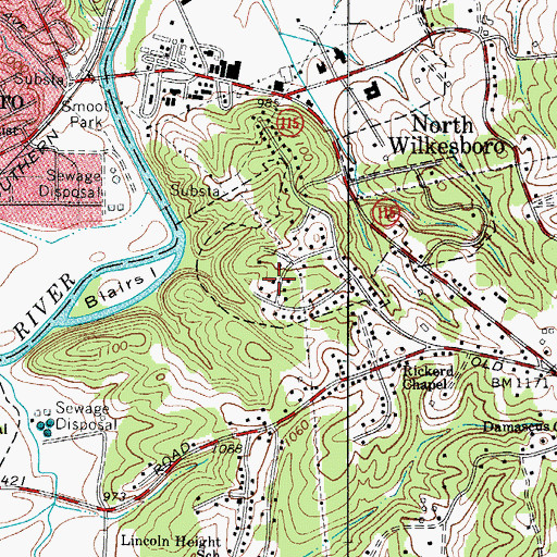 Topographic Map of Highland Park, NC