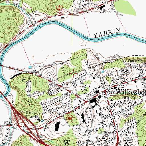 Topographic Map of Knollwood, NC