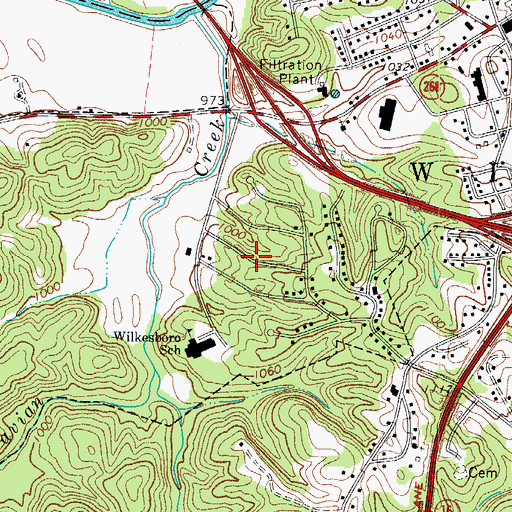 Topographic Map of Westwood Hills, NC