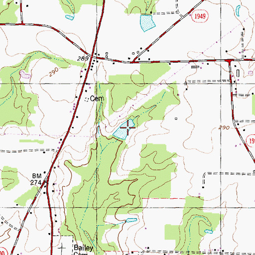Topographic Map of Perrys Pond, NC